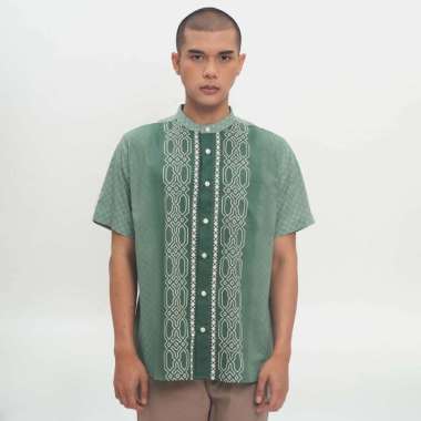 M231 Kemeja Pria Koko Pendek Hijau 0808A Dewasa-S