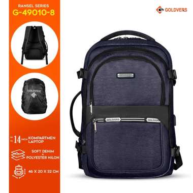 Goldvers - Tas Ransel Sekolah Premium Pria Wanita Tas Labtop Ransel Kuliah Kerja Tas Gravis G49010-8