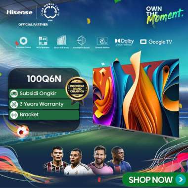 Hisense 100Q6N 100" Inch QLED Quantum Dot Google Smart TV Bezelles Design Dolby Vision Atmos