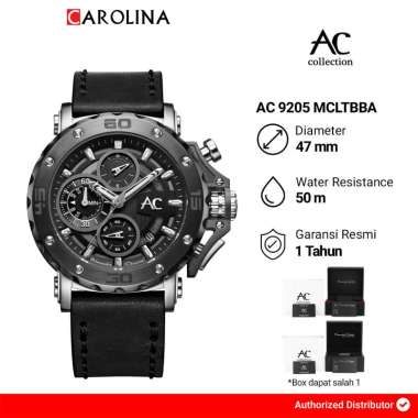 Jam Tangan Pria Alexandre Christie Chronograph AC 9205 MCLTBBA Black Dial Black Leather Strap
