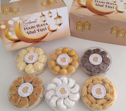Hampers Paket Kue Lebaran Isi 2 Tabung Kue Kering Nastar Keju , Sagu Keju, Semprit , Lidah Keju 6 TO