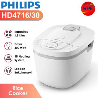RICE COOKER DIGITAL PHILIPS KAPASITAS 1.8 LITER HD4716 GARANSI RESMI (MEDAN)