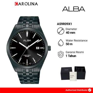Jam Tangan Pria Alba AS9R09X1 Black Dial Black Stainless Steel Strap