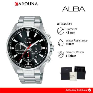 Jam Tangan Pria Alba Active AT3G53X1 Chronograph Black Dial Stainless