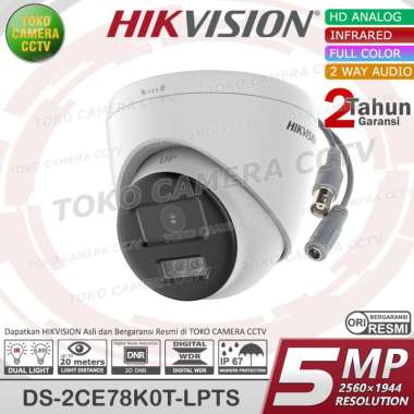 KAMERA CCTV ANALOG HIKVISION 5MP 3K AUDIO INDOOR TURRET CAMERA TURBO HD COLORVU