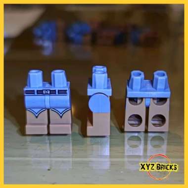 LEGO PARTS 970c150pb01 Leg Sand Blue - Hip Lower Part Medium Nougat Legs with Belt with Buckle and C