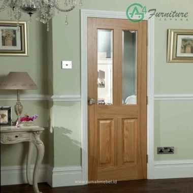 Pintu Rumah Minimalis Panel Kaca Kayu Jati