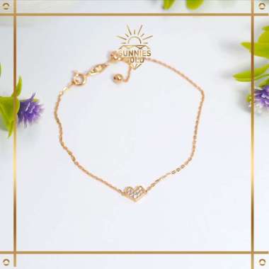 GELANG EMAS SERUT WANITA EMAS ASLI MODEL LOVE, BOTTE & SHIMMER MINIMALIS KEKINIAN SIMPLE EMAS MUDA K