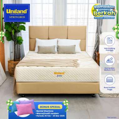 Uniland Springbed Scania Firmtop Tresor - Kasur Full Set Spring Bed 180 x 200 Beige