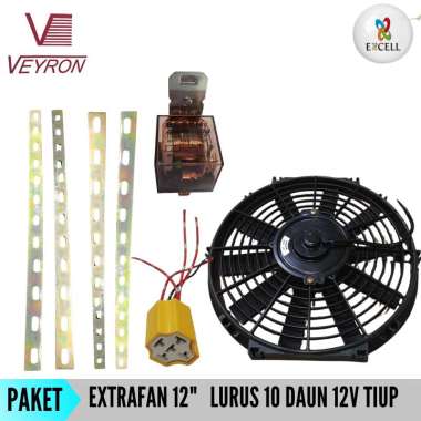 Paket Ekstra Fan Universal 12" Inch Lurus Ac Mobil Radiator Condensor Kondensor 10 Daun 12v PAKET