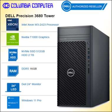 Dell Precision 5860 W3-2423 16GB 512GB+2TB T1000 Win 11 Pro + LCD 24
