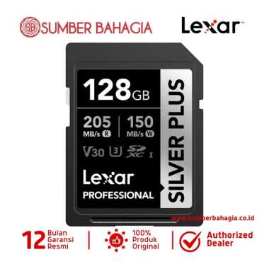 Sumber Bahagia - Lexar SDXC UHS-1 128GB/205 Professional SILVER PLUS Memory Card