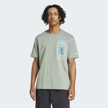 adidas Unisex Nat Geo Aeroready Graphic Tee Baju Olahraga Pria/Wanita [JD5963] A/M silver green