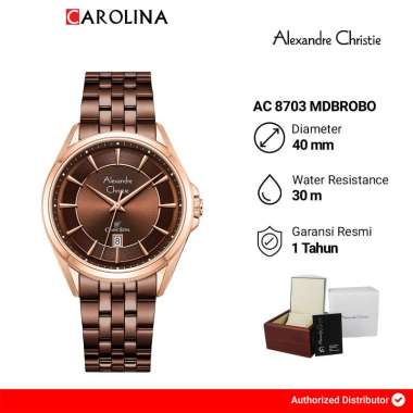 Jam Tangan Pria Alexandre Christie Classic Steel AC 8703 MDBROBO Brown Dial Brown Stainless Steel St