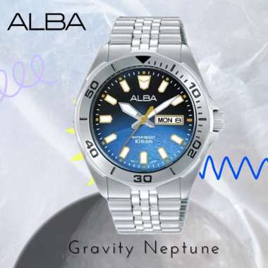 Alba New Model Gravity Collection Gradation 42 mm AV3577X1 Original Jam Tangan Pria Neptune
