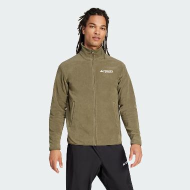 adidas Men Hiking Jacket Full-Zip Fleece Multi Essentials Jaket Outdoor Pria [JP0796] A/L Olive Stra