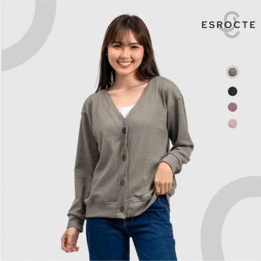 ESROCTE Atasan Wanita V-Neck Cardigan Knit Lusy Top - S-XL M Moss Green