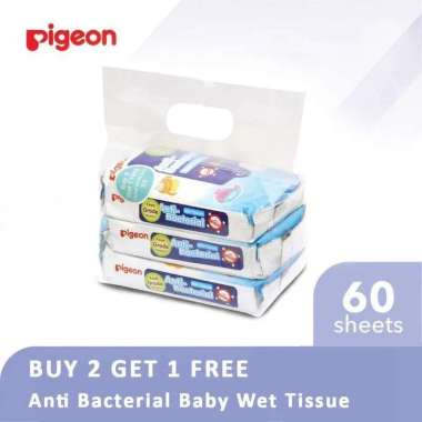 Pigeon PA040105 Buy 2 Get 1 Antibacterial Wet Tissue Reff 60'S