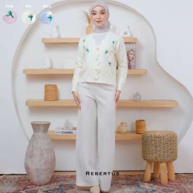 Outer Cardigan Rajut Lengan Panjang Wanita Rebertus Levina broken white