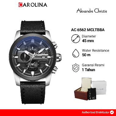 Jam Tangan Pria Alexandre Christie AC 6562 MCLTBBA Black Dial Black Leather Strap