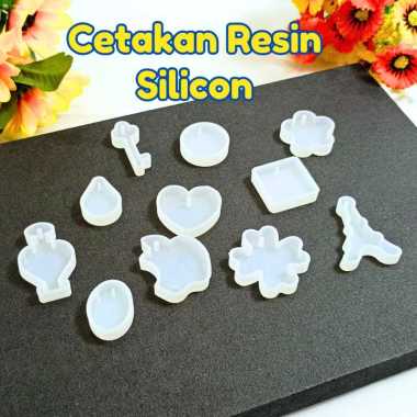 DIY Cetakan Silikon Resin Gantungan Kunci Key Resin Mold Kecil Motif Random