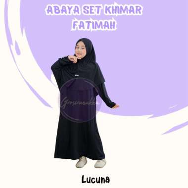 Lucuna Abaya Fatimah Hitam - Abaya anak perempuan / abaya umroh anak / Gamis anak syar'i set khimar 