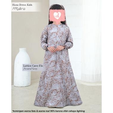 Atelier Angelina Hasa Dress Kids Lattice Cavo Flo 6-8Y Neutral Grey