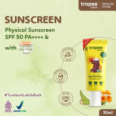 Tropee Bebe Sunscreen 30ml | Physical Sunscreen Bayi & Anak SPF 50 PA++++