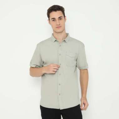 POLICE Kemeja Polos Cotton Slim Fit Pria ABU XL