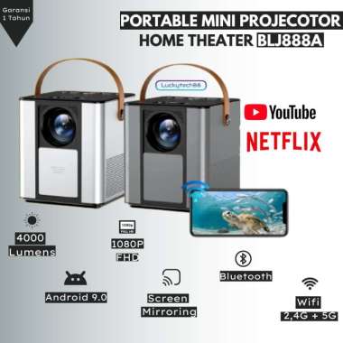 Projector Mini LED BLJ888A Android 4000 Lumens 1080P I Proyektor Wifi Bluetooth Mirroring