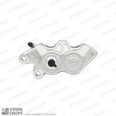 Kaliper Frando Monoblock Axial 4 Piston Fcf 640 Silver With Adaptor Bracket Vespa Sprint Primavera C