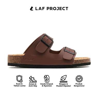 Sandal Pria Casual Sendal Kasual Slip on Slide Birken Anti Licin Oregon Coklat LAF Project 43 Coklat