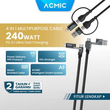 ACMIC OMNILINE 4in1 240W Kabel Data PD 3.1 Power Delivery Ultra Fast Charging USB Type-C iPhone Lightning