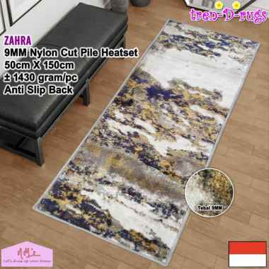 Tren-D-rugs keset kaki eropa estetik 50 cm x 150 cm tebal 9mm anti slip motif abstrak modern bulu la