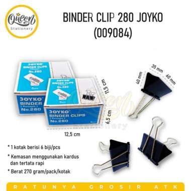 1 PACK (6 PCS) BINDER CLIP 280 JOYKO / PENJEPIT KERTAS / PENJEPIT DOKUMEN / BINDERCLIP BESAR / KLIP 