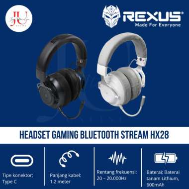 Headset Rexus HX28 Gaming Bluetooth Thundervox Stream Original Headset BLACK GREY
