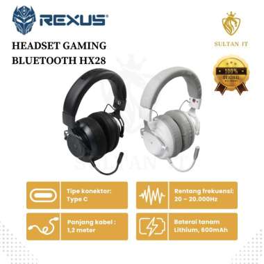 Rexus HX28 Headset Gaming Thundervox Stream Original Headset Bluetooth BLACK GREY