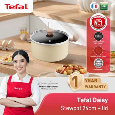 Tefal Wajan Panci Penggorengan Anti Lengket / Daisy Series Stewpot 24cm + lid