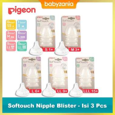 Pigeon Softouch Nipple Blister Dot Bayi Isi 3 Pcs Size LLL
