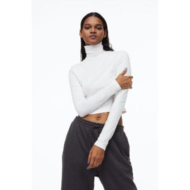 H&M Divided Emma Turtle Neck Ls Atasan Wanita - White [0993764002] M
