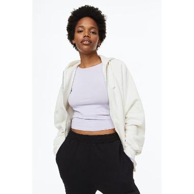 H&M Divided Snickers Oversize Zip Hood Atasan Wanita - White [1024613001] XL
