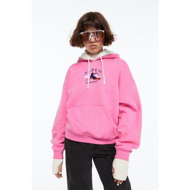 H&M Divided Maria Hood Printed Sweater Wanita - Pink [1095182007] S