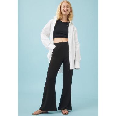 H&M Cabanna Hw Wide Trouser Bawahan Wanita - Black [1085557002] 40