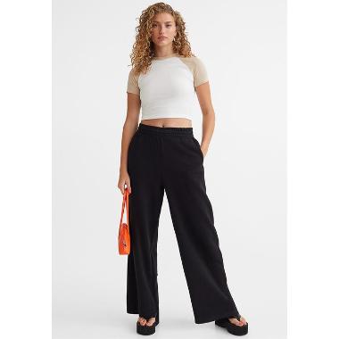 H&M Divided Willow Wideleg Trousers Bawahan Wanita - Black [1012645001] L