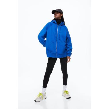 H&M Divided Snickers Oversize Zip Hood Sweater Wanita - Blue [1024613016] XXS