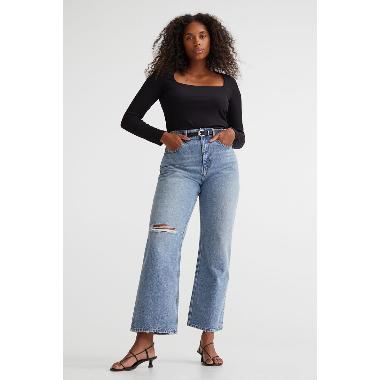 H&M Selena Hw Fl Straight Celana Wanita - Blue [1056009007] 40