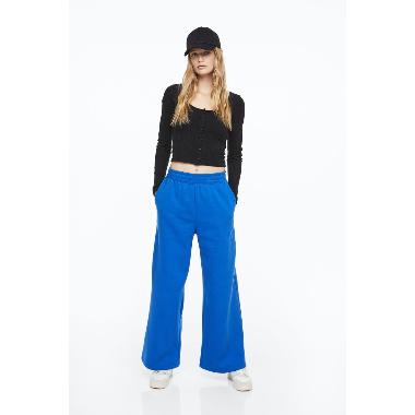 H&M Divided Willow Wideleg Trousers Bawahan Wanita - Blue [1012645014] S