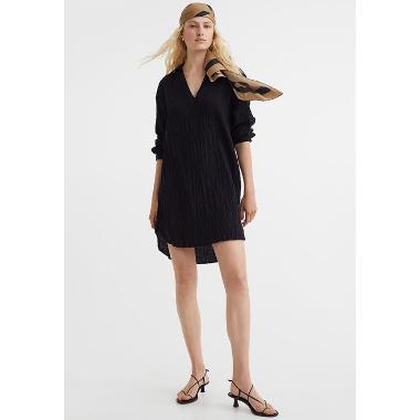 H&M Lea Short Dress Wanita - Black [1087406003] M