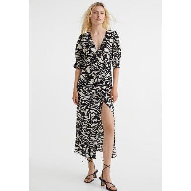 H&M Lilou S/S Long Dress Wanita - Black [1088419003] XL