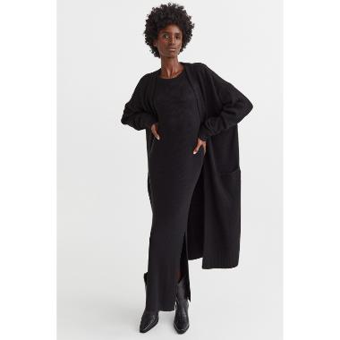 H&M Maldon Long Cardigan Outer Wanita - Black [1088100003] S